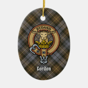 Clan Gordon Wappen über Wetterfest Tartan Keramik Ornament
