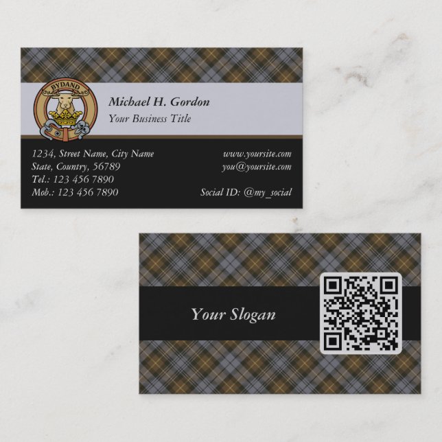 Clan Gordon Weathered Tartan Business Card Visitenkarte (Vorne/Hinten)