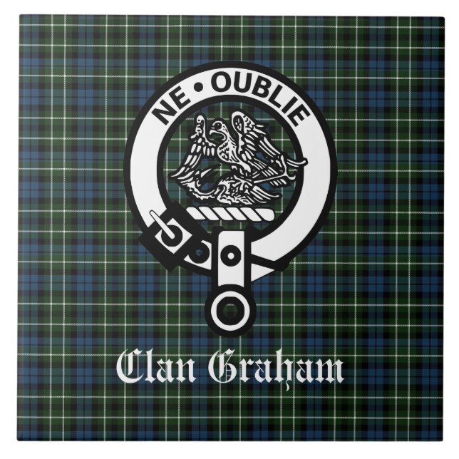 Clan Graham Montrose Tartan & Wappen Fliese (Vorderseite)