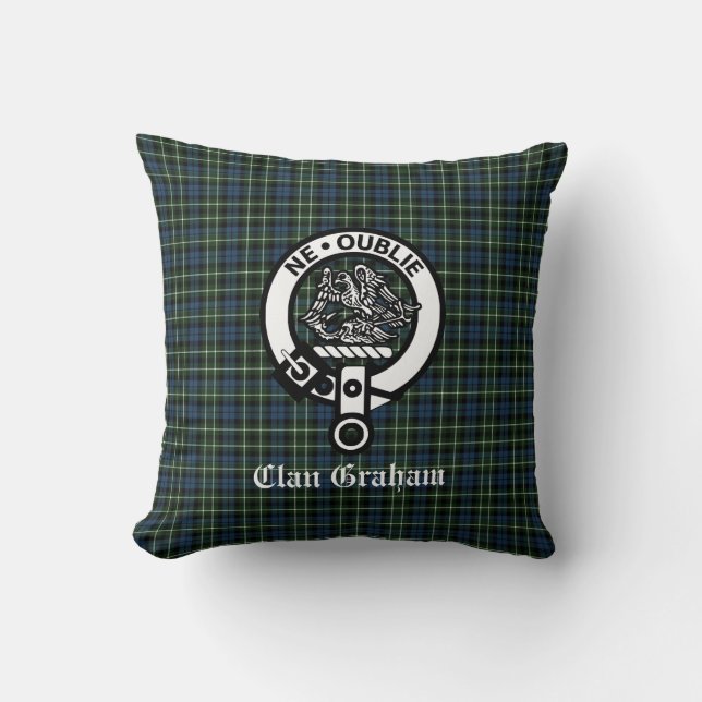 Clan Graham Montrose Tartan & Wappen Kissen (Vorderseite)