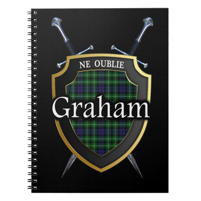 Clan Graham Tartan Shield & Schwerter Notizblock (Vorderseite)