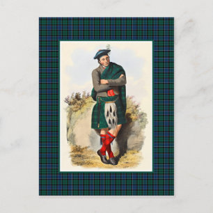 Clan Graham Vintage-Illustration Tartan-Rahmen Postkarte