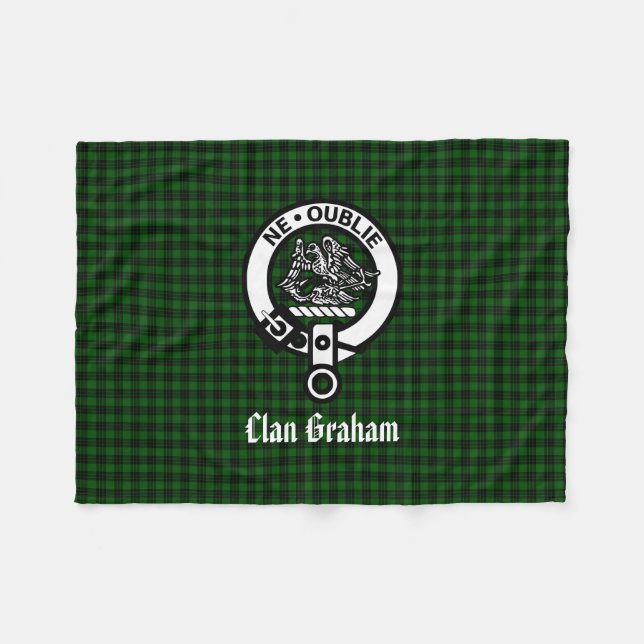 Clan Graham Wappen Abzeichen und Tartan Fleecedecke (Vorderseite (Horizontal))