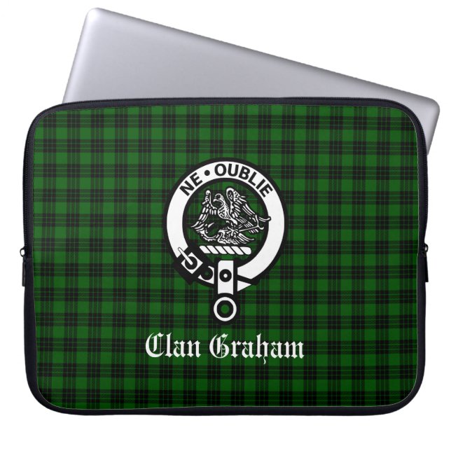 Clan Graham Wappen Abzeichen und Tartan Laptopschutzhülle (Vorderseite)