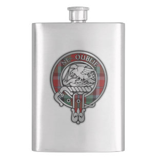 Clan Graham Wappen & Red Tartan Flask Flachmann