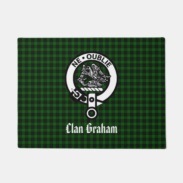 Clan Graham Wappen & Tartan Fußmatte (Vorderseite)