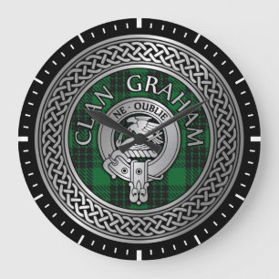 Clan Graham Wappen & Tartan Knot Große Wanduhr