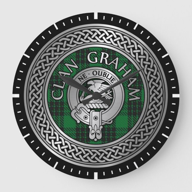 Clan Graham Wappen & Tartan Knot Große Wanduhr (Vorderseite)