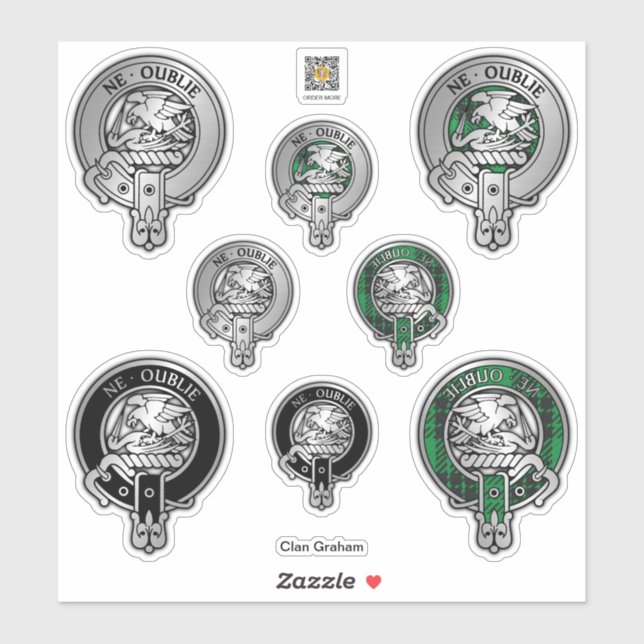 Clan Graham Wappen & Tartan Sticker (Blatt)