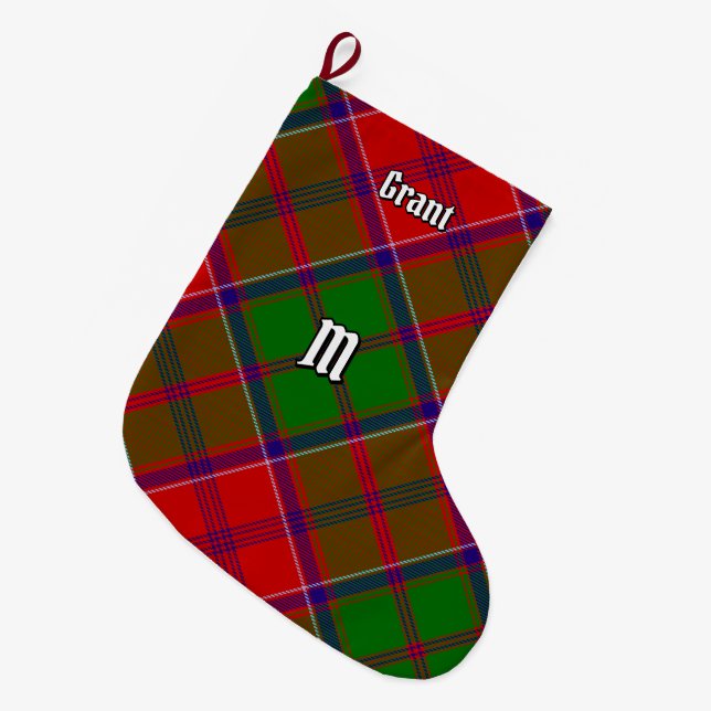 Clan Grant Tartan Großer Weihnachtsstrumpf (Vorderansicht (hängend))