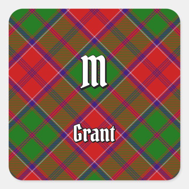 Clan Grant Tartan Quadratischer Aufkleber (Vorderseite)