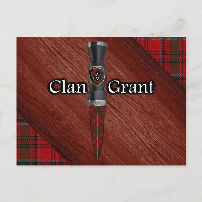 Clan Grant Tartan Sgian Dubh Blade Postkarte (Vorderseite)
