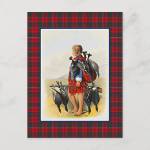 Clan Grant Vintage-Illustration Tartan-Rahmen Postkarte