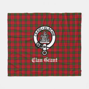 Clan Grant Wappen Abzeichen und Tartan Fleecedecke