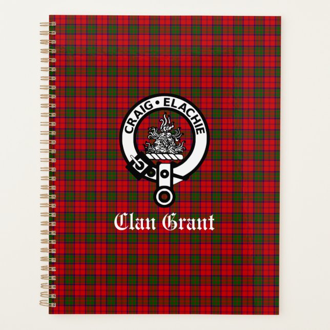 Clan Grant Wappen Abzeichen und Tartan Planer (Vorderseite)