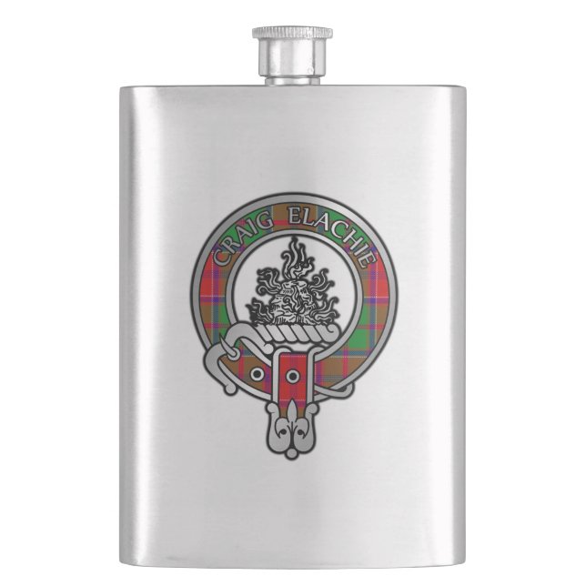 Clan Grant Wappen & Tartan Flask Flachmann (Vorderseite)