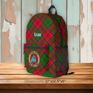 Clan Grant-Wappen über Tartan Bedruckter Rucksack
