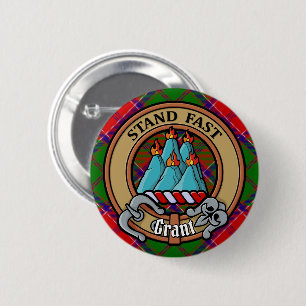 Clan Grant-Wappen über Tartan Button