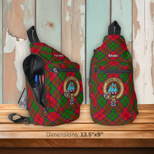 Clan Grant-Wappen über Tartan Crossbody Bag