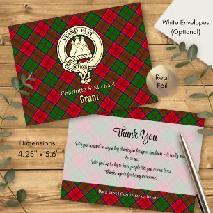 Clan Grant-Wappen über Tartan Folie Einladungspostkarte