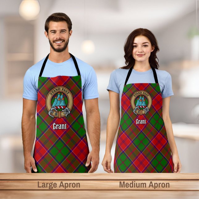 Clan Grant-Wappen über Tartan Schürze (Von Creator hochgeladen)