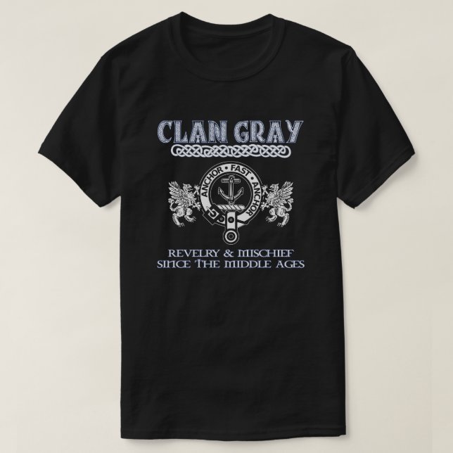 Clan Gray Wappen Schottische Clans Schottischer Na T-Shirt (Design vorne)