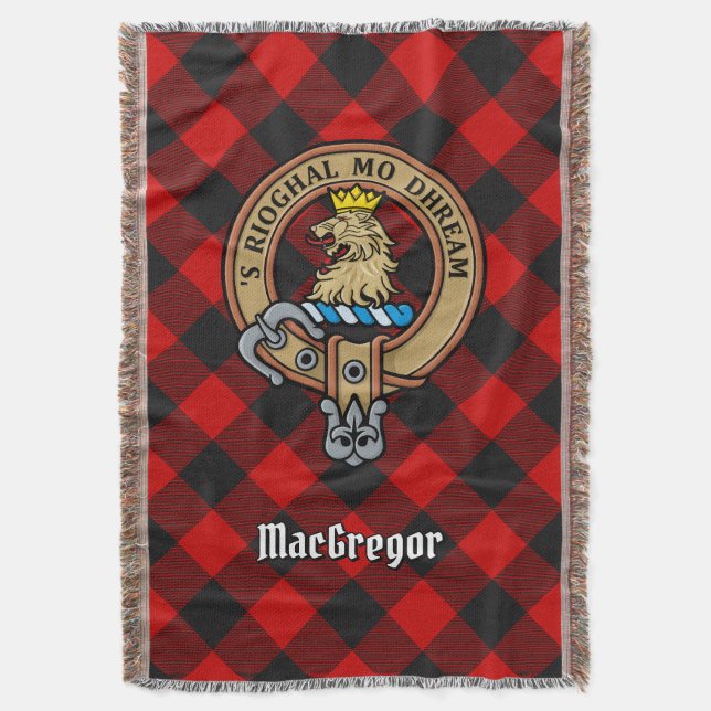 Clan Gregor Wappen über Rob Roy Tartan Decke (Vorderseite Vertikal)
