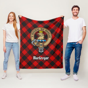 Clan Gregor Wappen über Rob Roy Tartan Fleecedecke