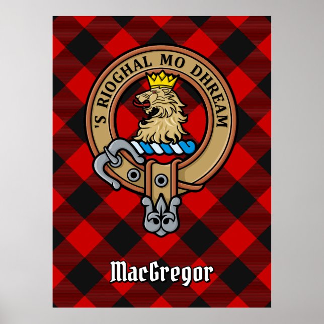 Clan Gregor Wappen über Rob Roy Tartan Poster (Vorne)