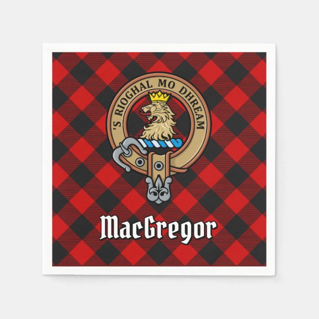 Clan Gregor Wappen über Rob Roy Tartan Serviette (Vorderseite)