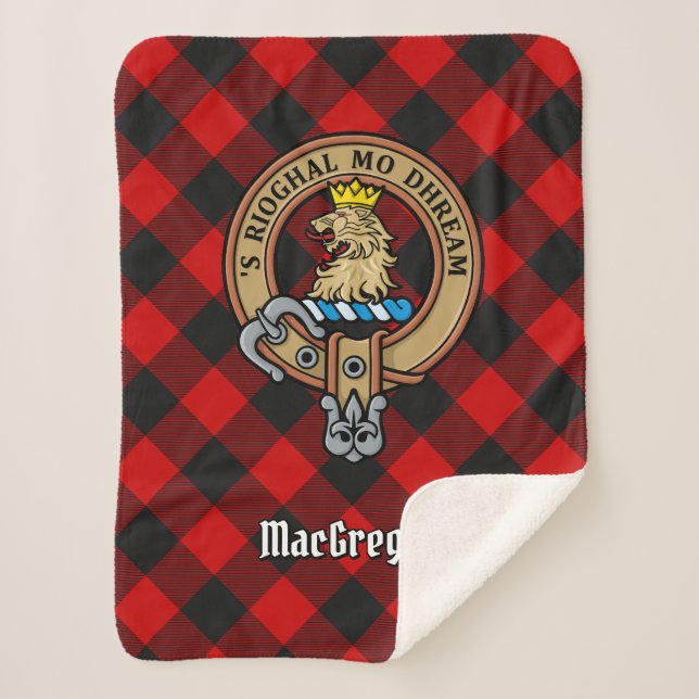 Clan Gregor Wappen über Rob Roy Tartan Sherpadecke (Vorderseite)