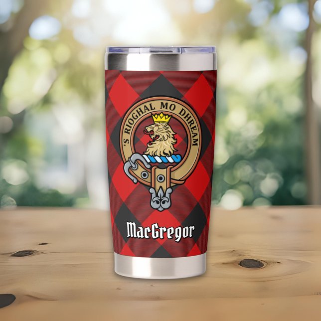 Clan Gregor Wappen über Rob Roy Tartan Thermobecher (Von Creator hochgeladen)