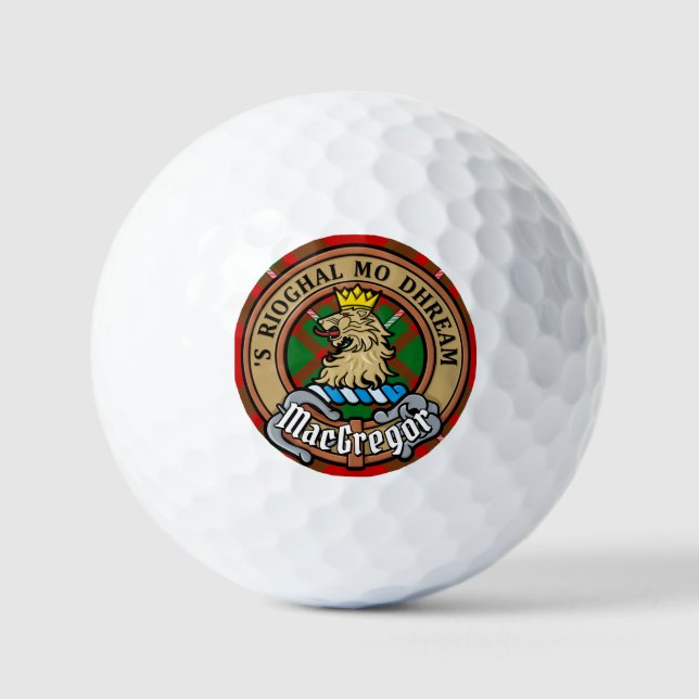Clan Gregor Wappen über Tartan Golfball (Vorderseite)