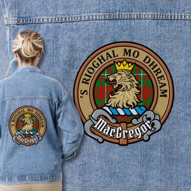 Clan Gregor Wappen über Tartan Jeansjacke (Von Creator hochgeladen)