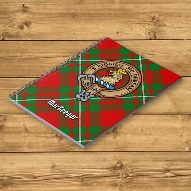 Clan Gregor Wappen über Tartan Notizblock (Von Creator hochgeladen)