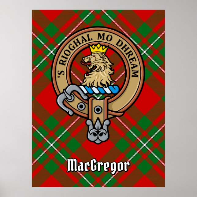 Clan Gregor Wappen über Tartan Poster (Vorne)