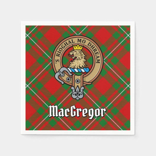 Clan Gregor Wappen über Tartan Serviette (Vorderseite)