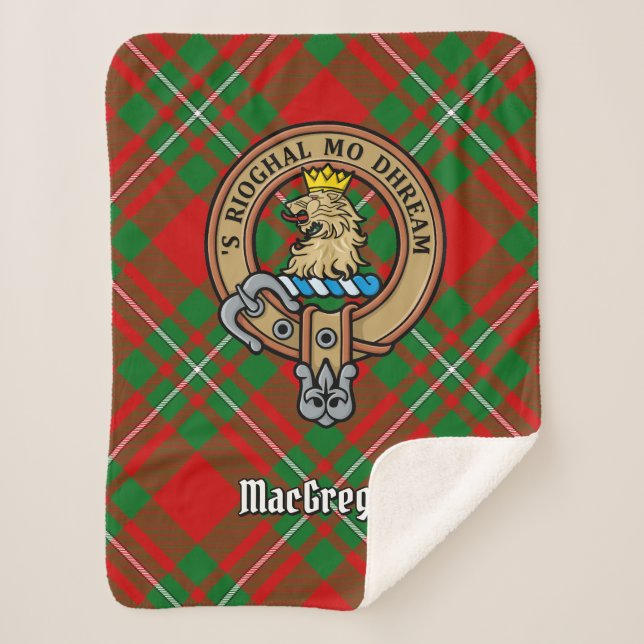 Clan Gregor Wappen über Tartan Sherpadecke (Vorderseite)