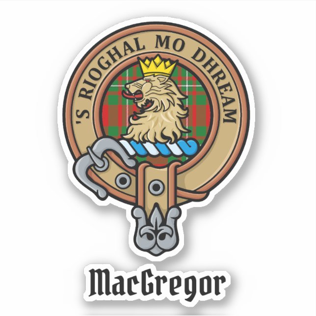 Clan Gregor Wappen über Tartan Sticker (Vorderseite)