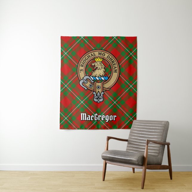 Clan Gregor Wappen über Tartan Wandteppich (Beispiel)