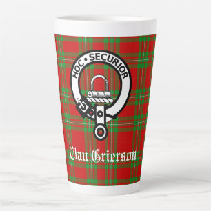 Clan Grierson Wappen Abzeichen & Tartan Milchtasse