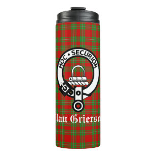 Clan Grierson Wappen Abzeichen & Tartan Thermosbecher