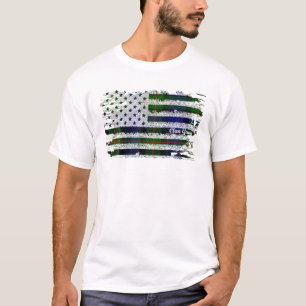 Clan Gunn American Flag Scott Tartan T-Shirt