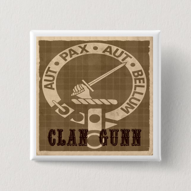 Clan Gunn Creast Sepia Square Button (Vorderseite)