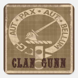 Clan Gunn Crest Badge - Sepia Quadratischer Aufkleber
