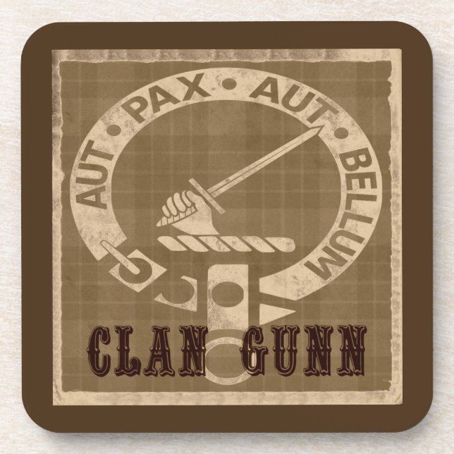 Clan Gunn Crest Badge - Sepia Untersetzer (Vorderseite)