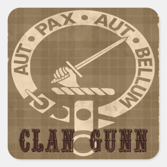 Clan Gunn Sepia Quadratischer Aufkleber (Vorderseite)