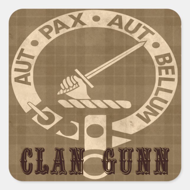 Clan Gunn Sepia Quadratischer Aufkleber (Vorderseite)
