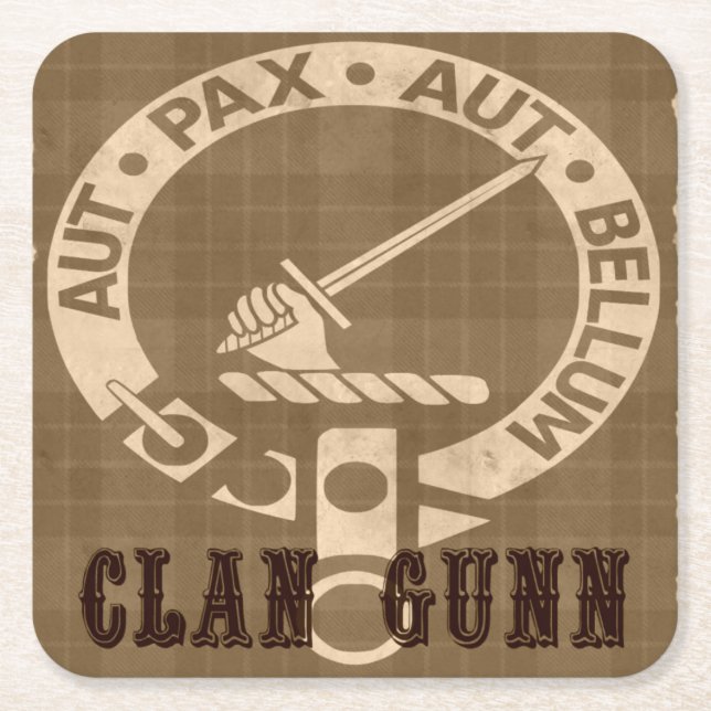 Clan Gunn Sepia Rechteckiger Pappuntersetzer (Vorderseite)