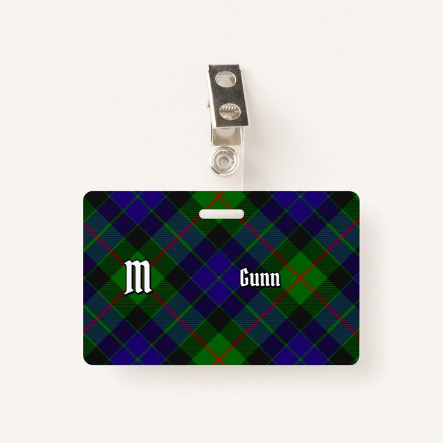 Clan Gunn Tartan Abzeichen Ausweis (Vorderseite mit Klammer)